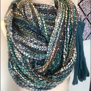 Sold New ! Designer handwoven infinity with gloves